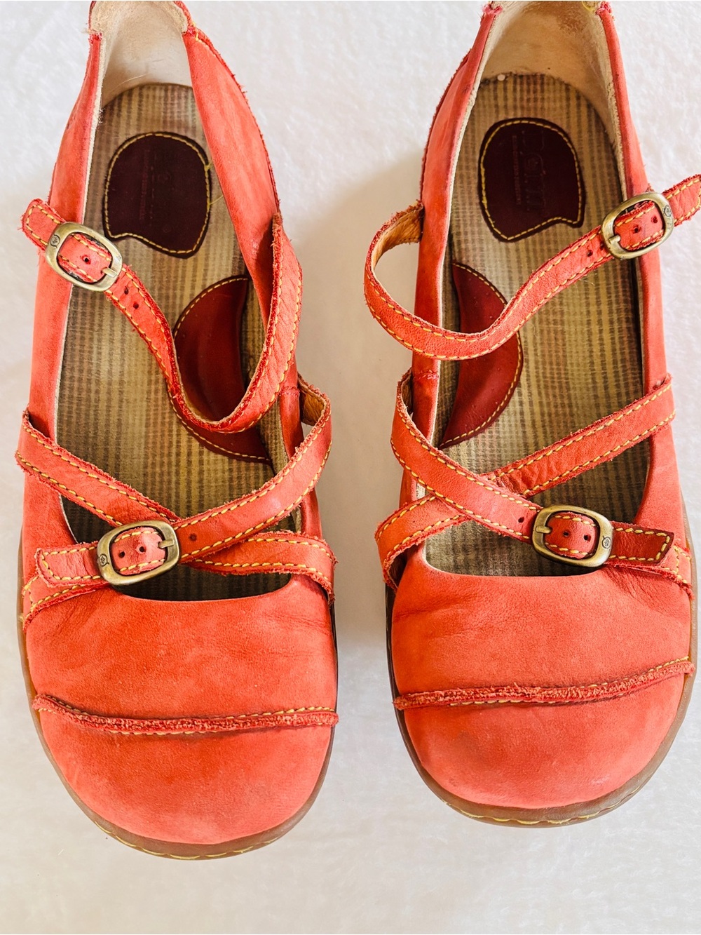 Red Suede Leather Born Mary Janes - Picture 2 of 7